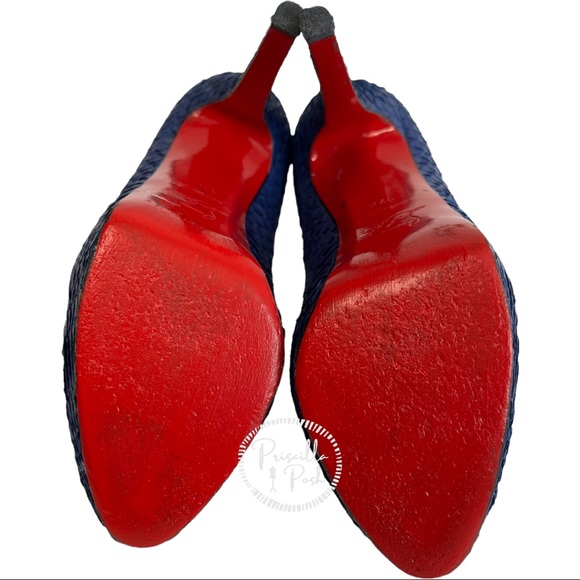 Christian Louboutin Blue Python Bianca Platform Pumps Size 37.5 Snakeskin Snake - Picture 11 of 12